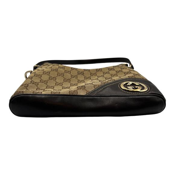 Gucci GG Monogram Britt Canvas Leather Hand Shoulder Hobo Bag Beige - Picture 2 of 11